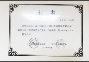 市級清潔生產(chǎn)企業(yè)